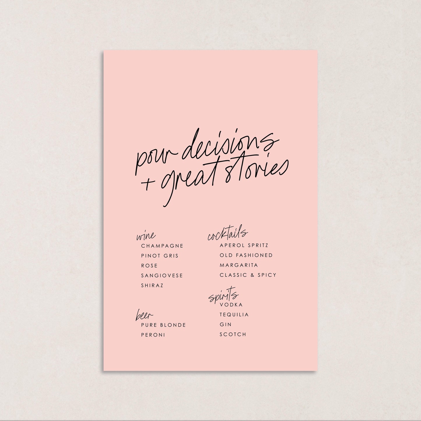 Hello Lovely Drink Menus