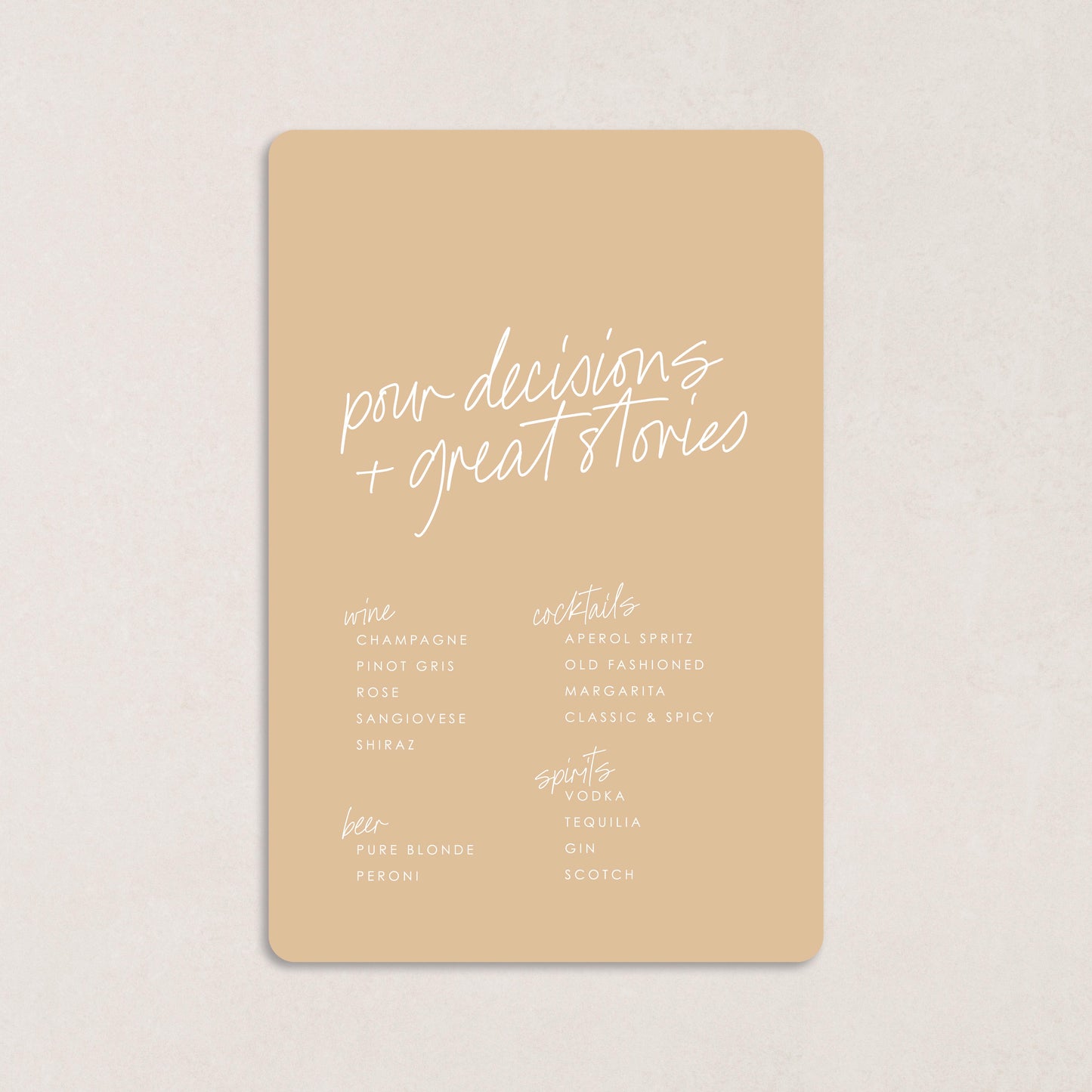 Hello Lovely Drink Menus