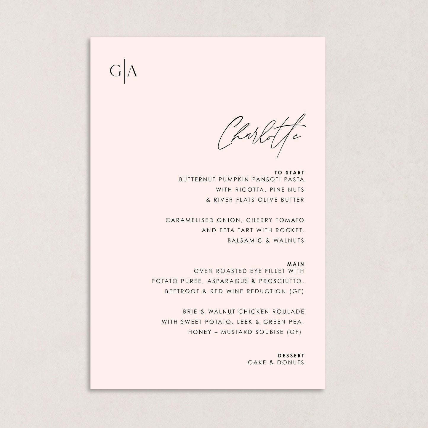 Bloomin Love Menu