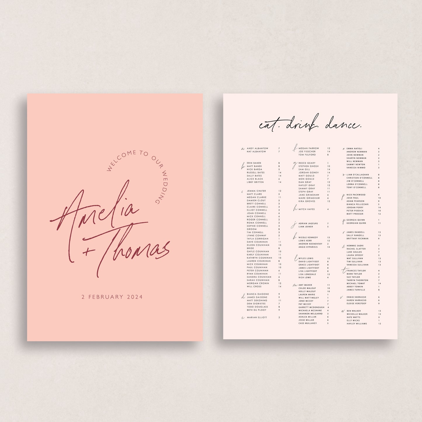 Dreamy Days Welcome Sign & Seating Chart Combo