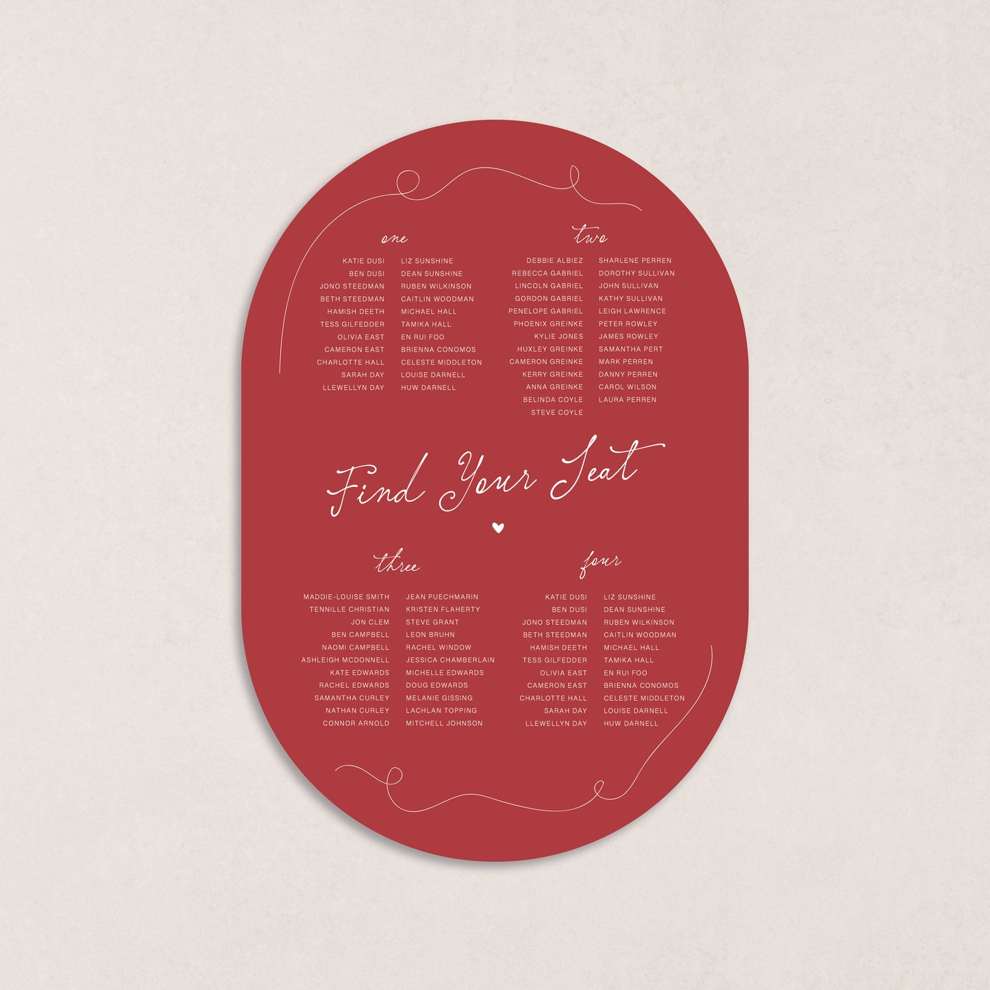 Endless Love Seating Chart