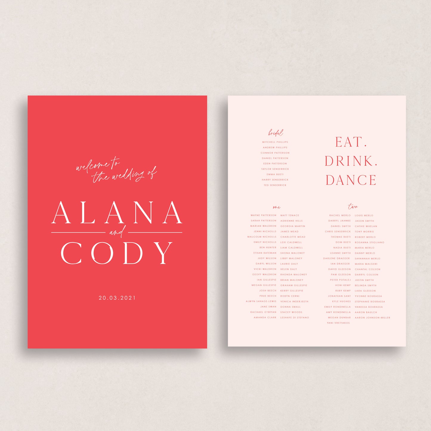Honeymoon Welcome Sign & Seating Chart Combo