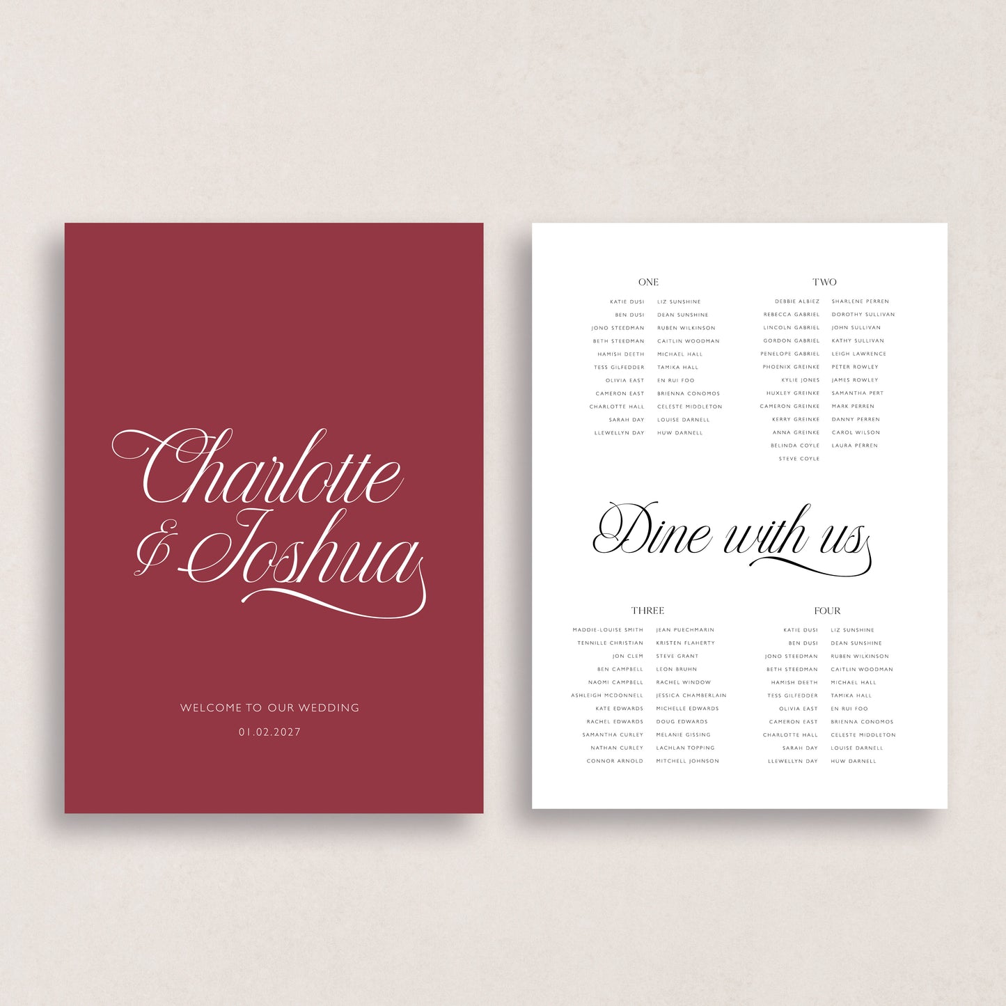 Script Welcome Sign & Seating Chart Combo