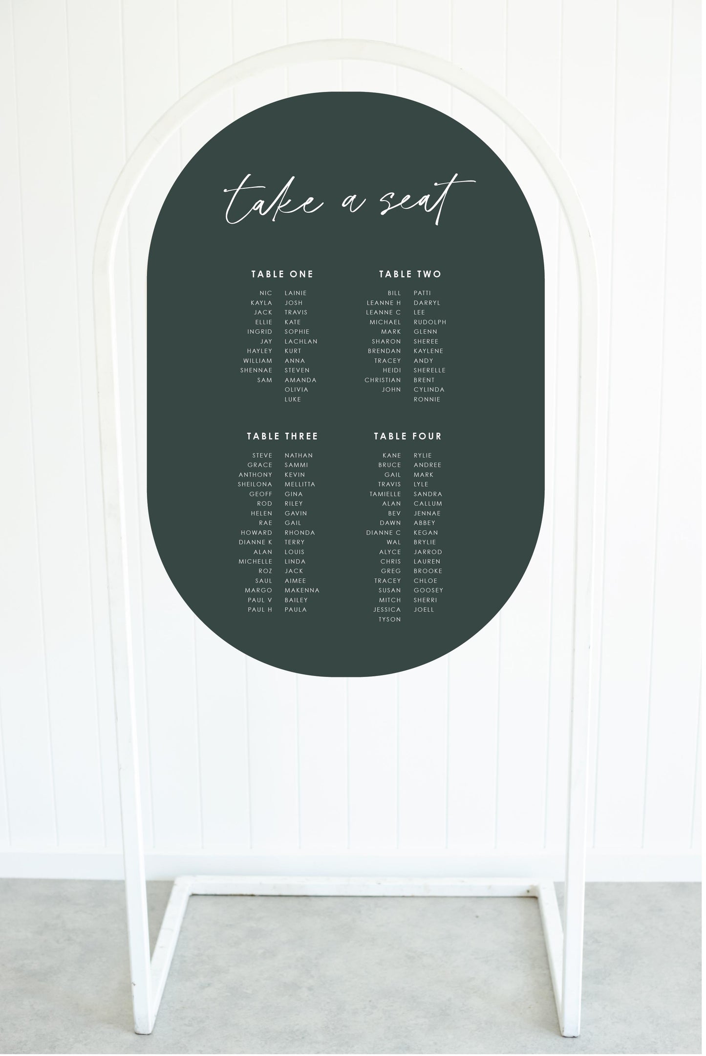 Honey Seating Chart