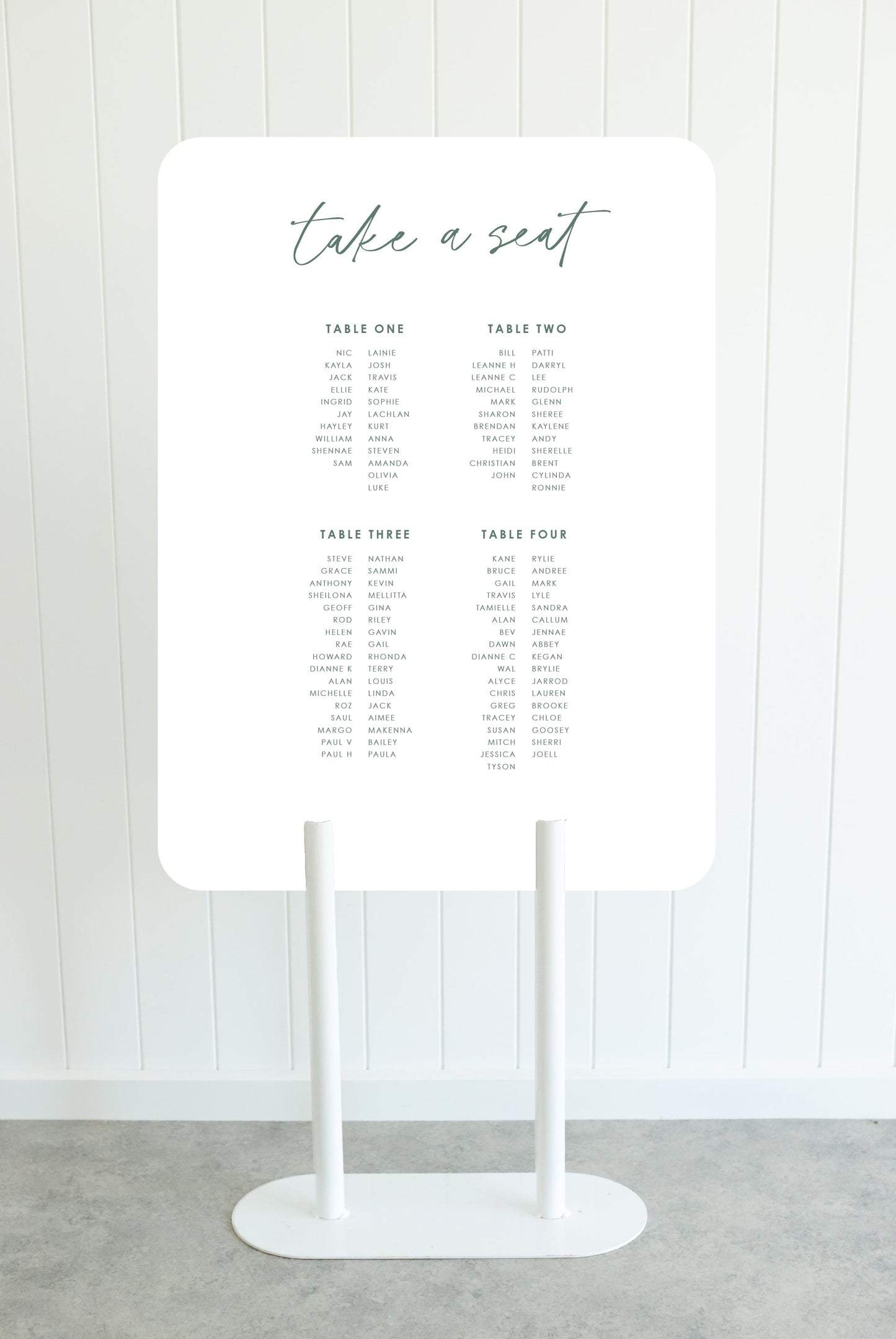Honey Seating Chart
