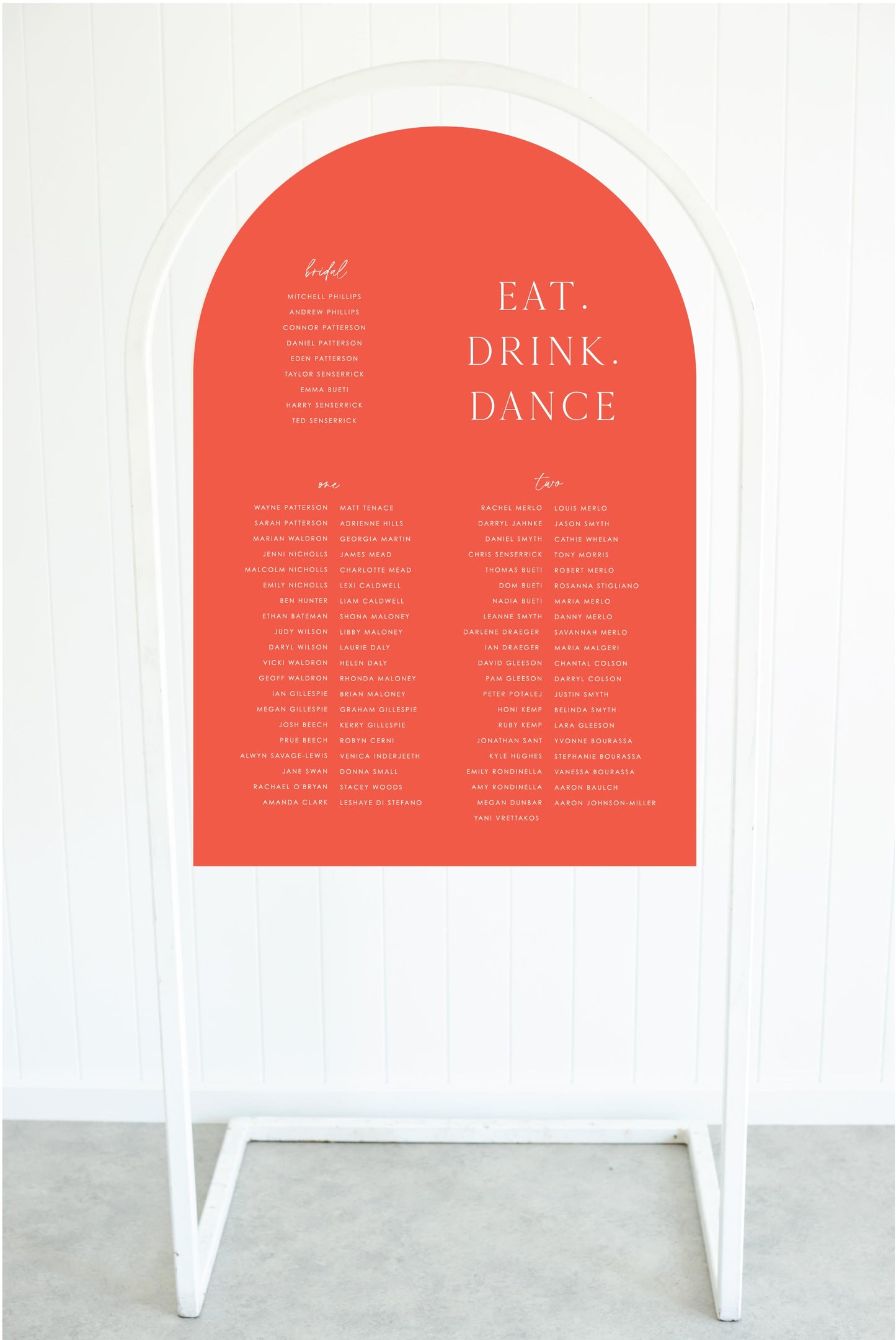 Honeymoon Seating Chart