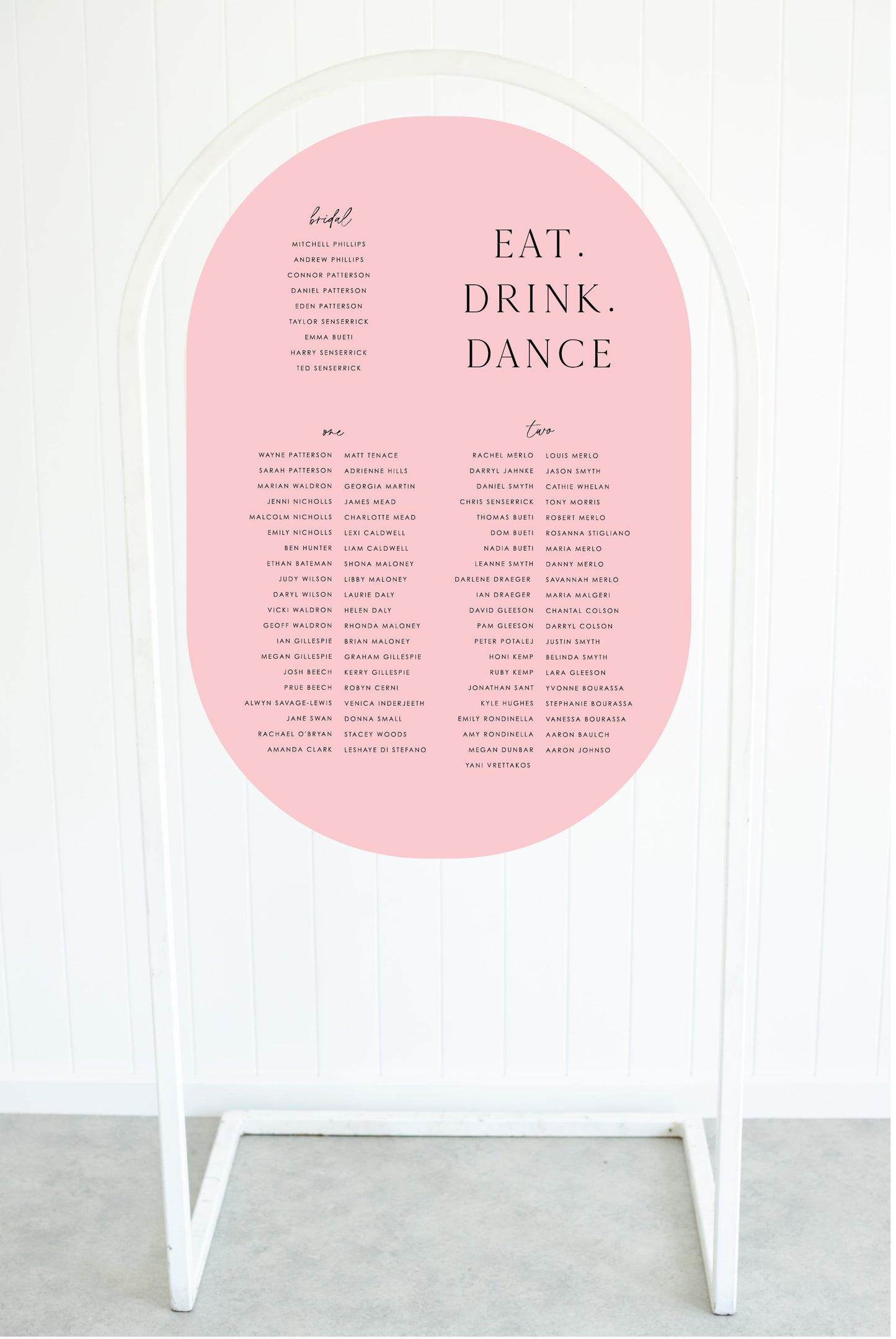 Honeymoon Seating Chart