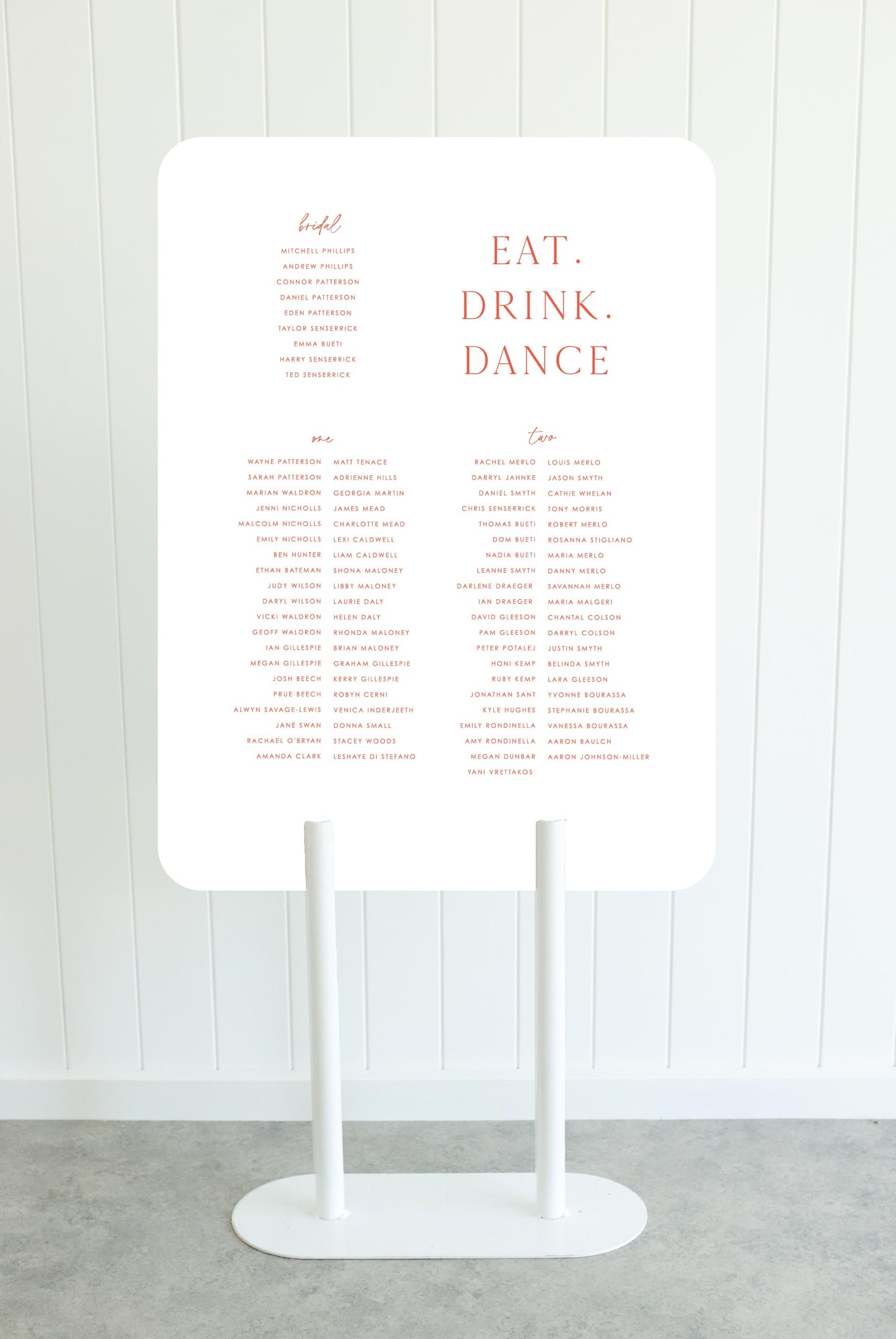 Honeymoon Seating Chart
