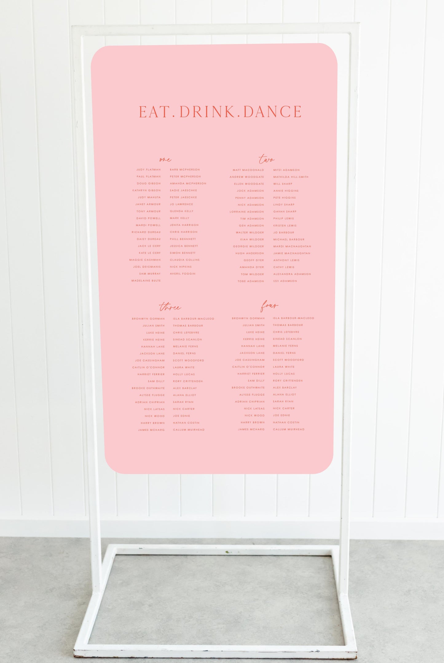 Honeymoon Seating Chart