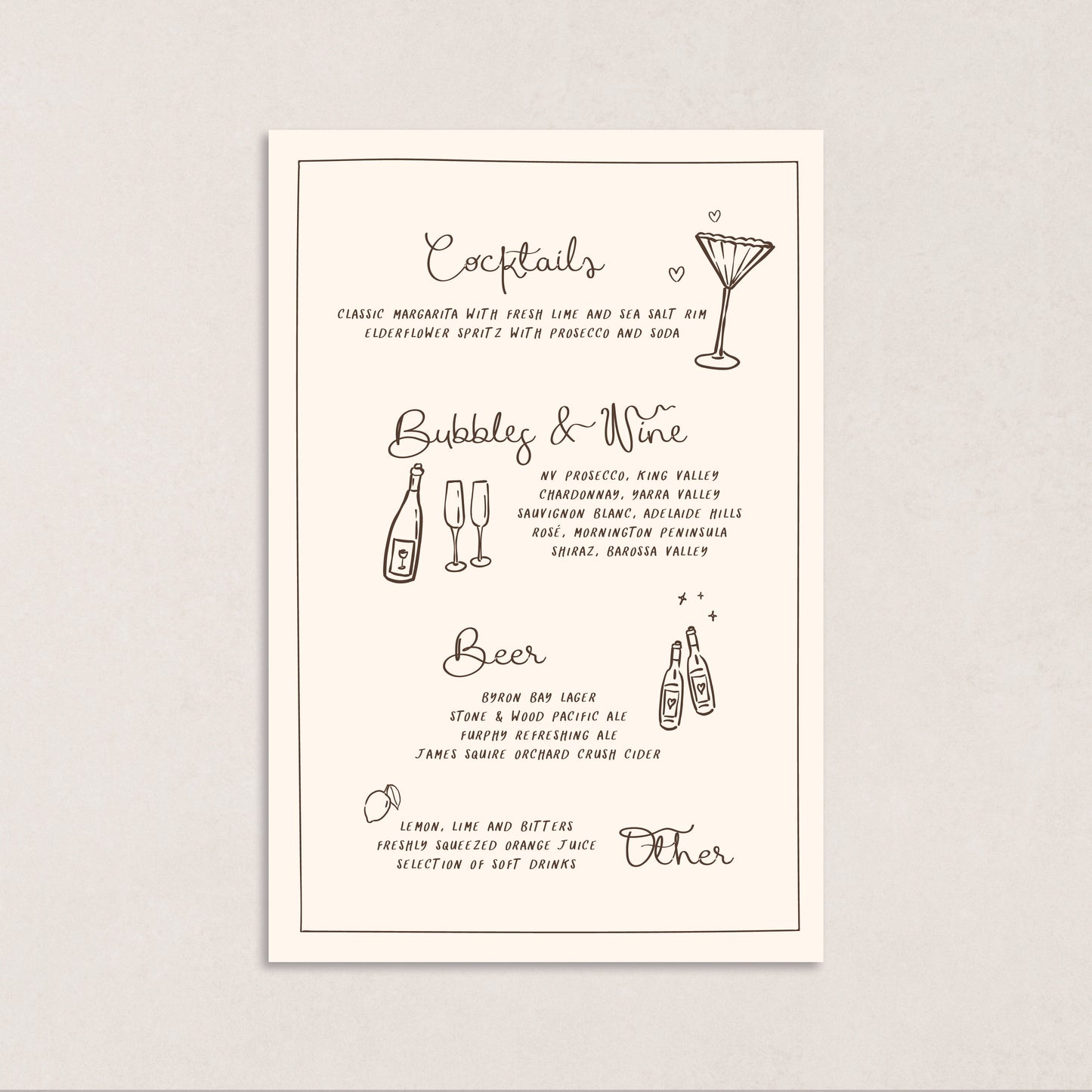 All I Want Drink Menus