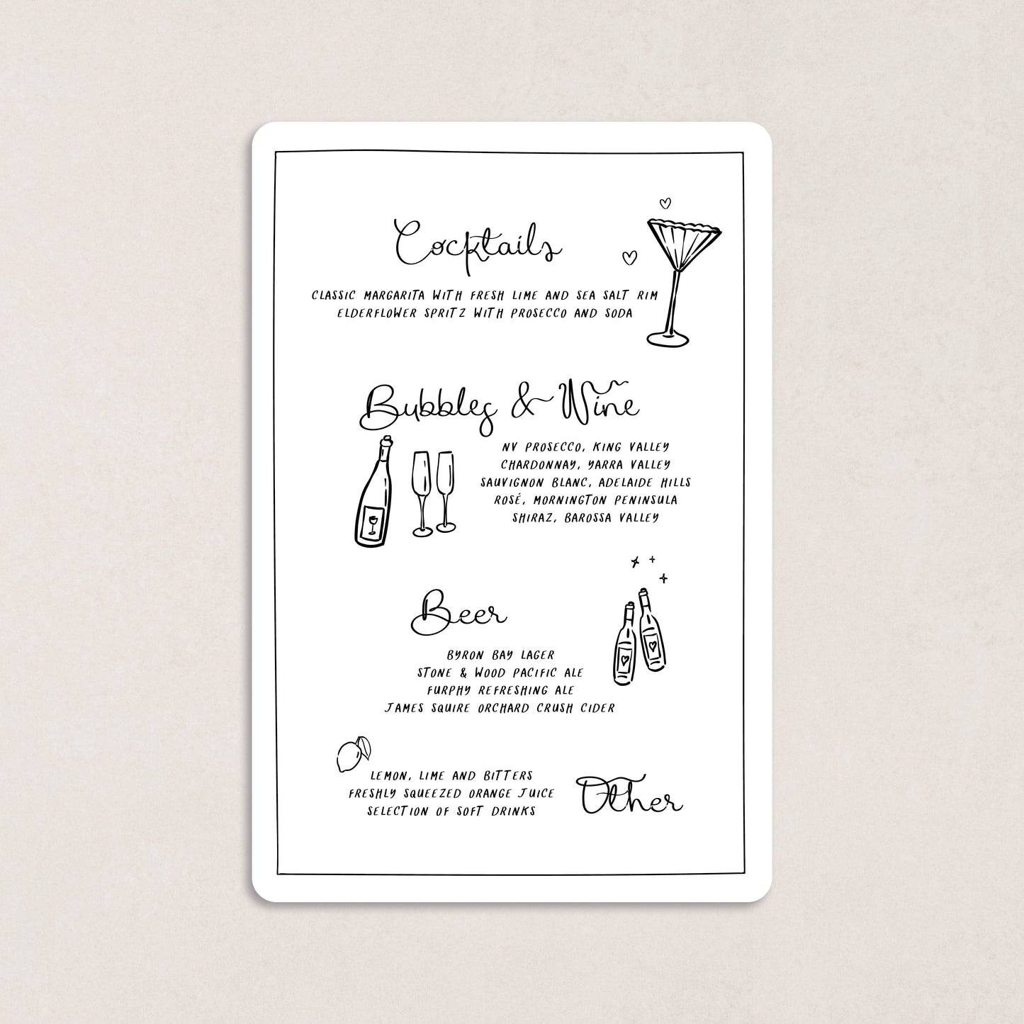 All I Want Drink Menus