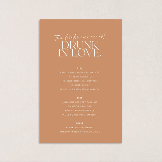 Only One Drink Menus