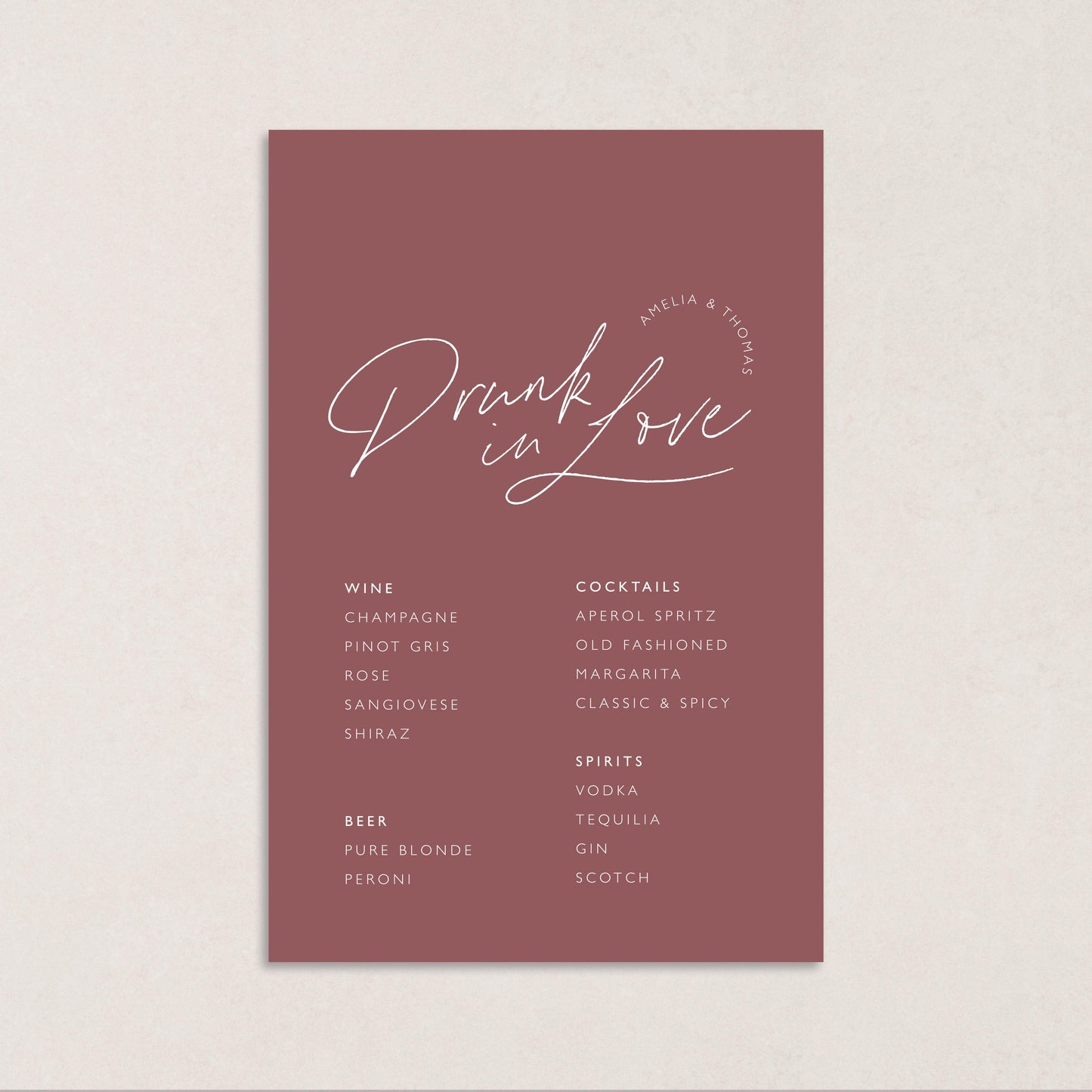 Dreamy Days Drink Menus