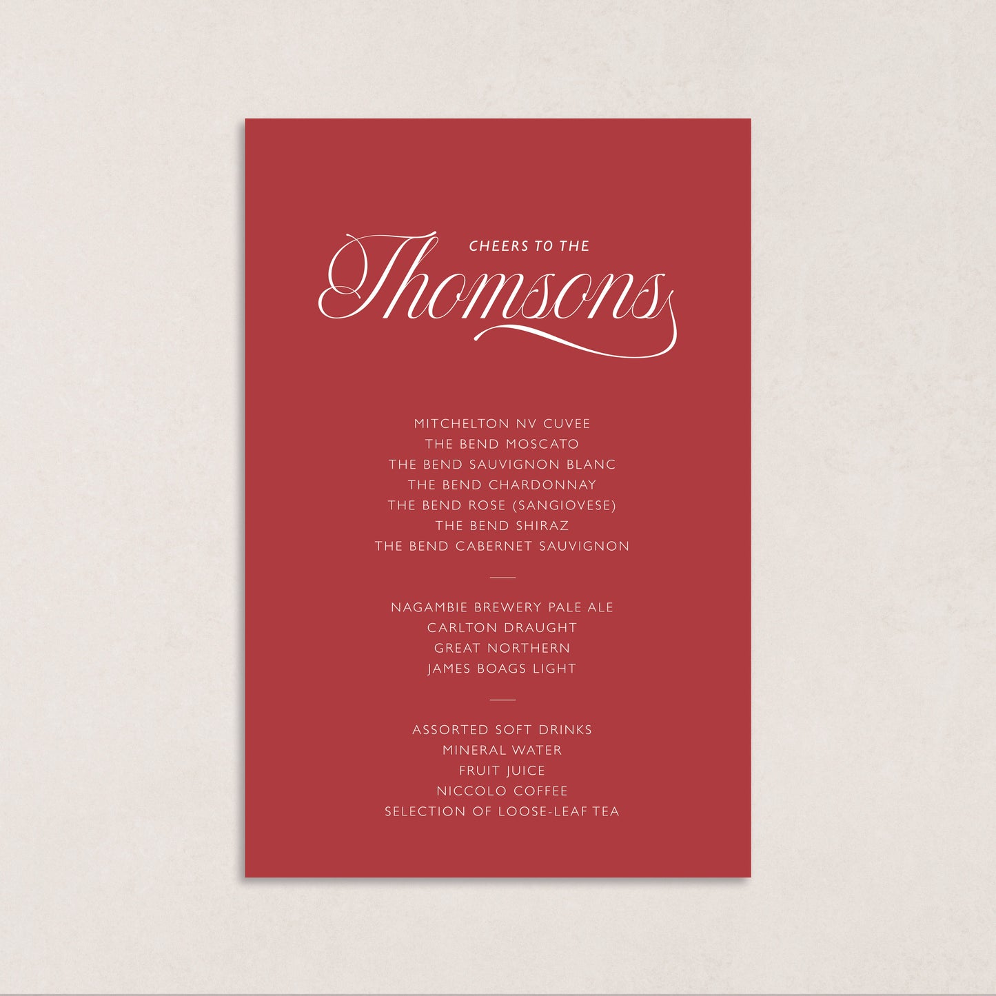 Script Drink Menus