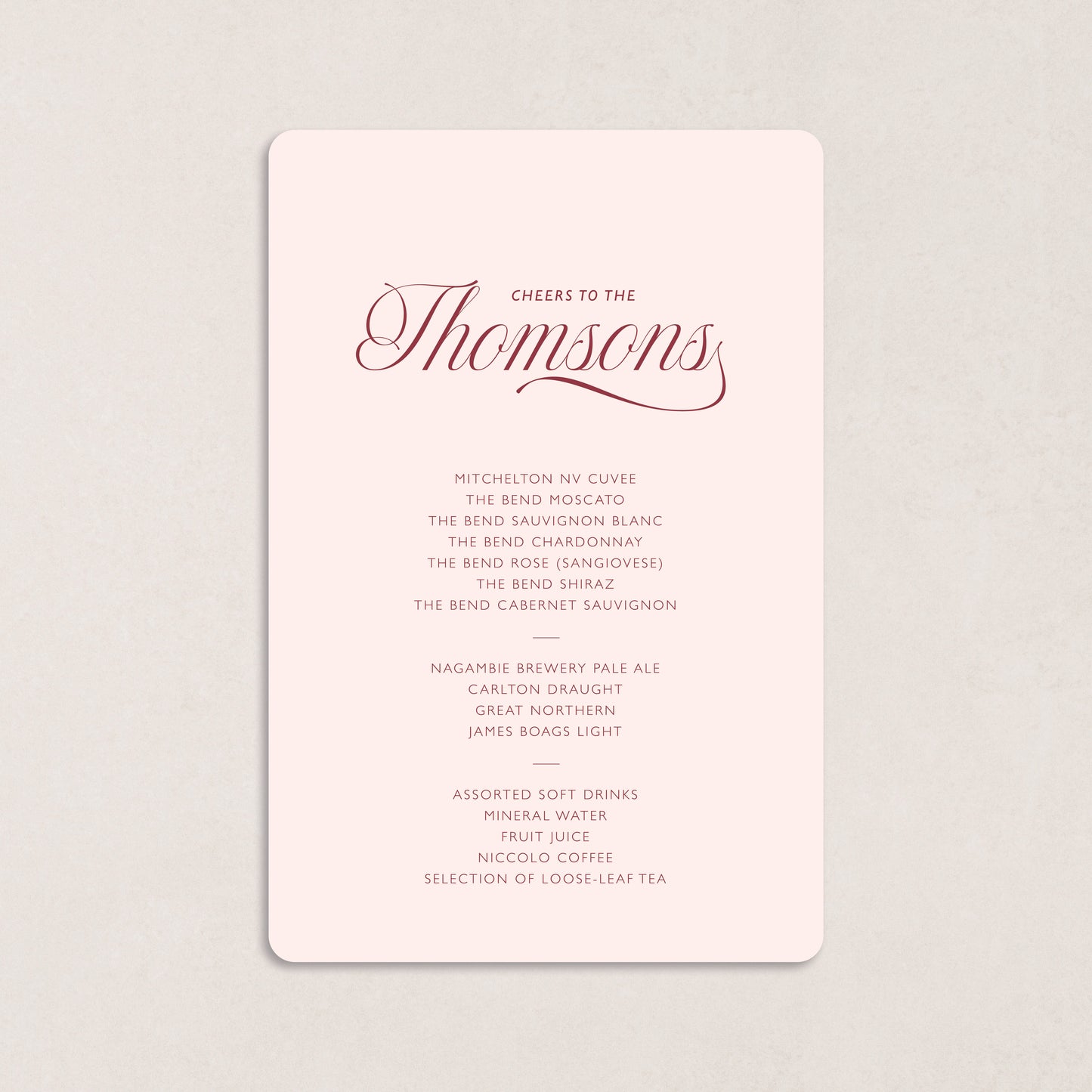Script Drink Menus
