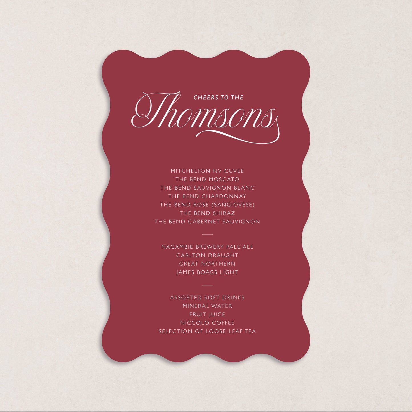 Script Drink Menus