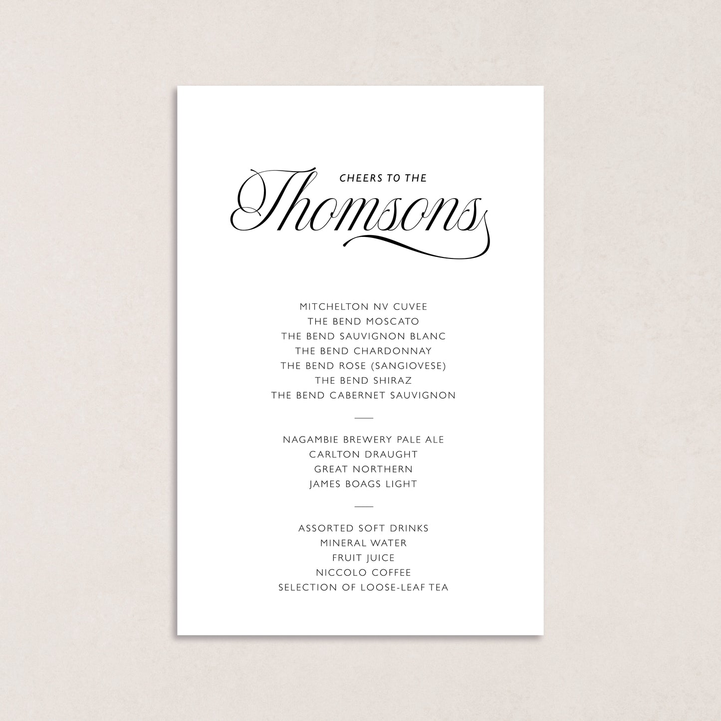 Script Drink Menus