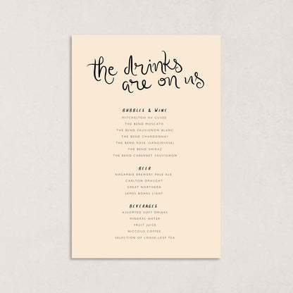 Love Song Drink Menus