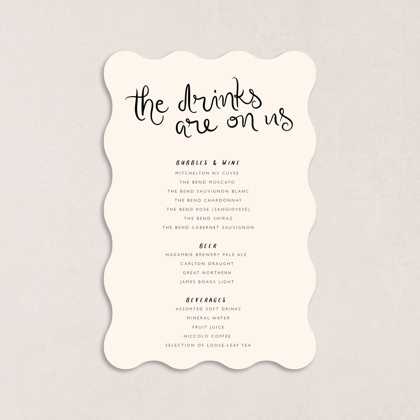 Love Song Drink Menus