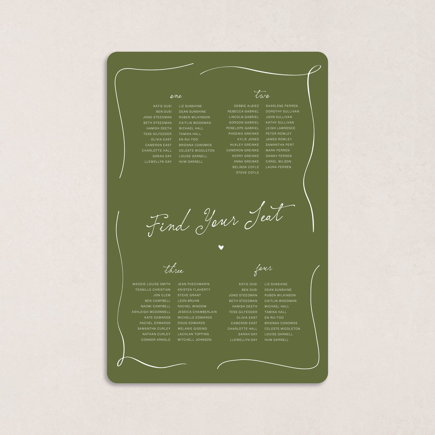 Endless Love Seating Chart
