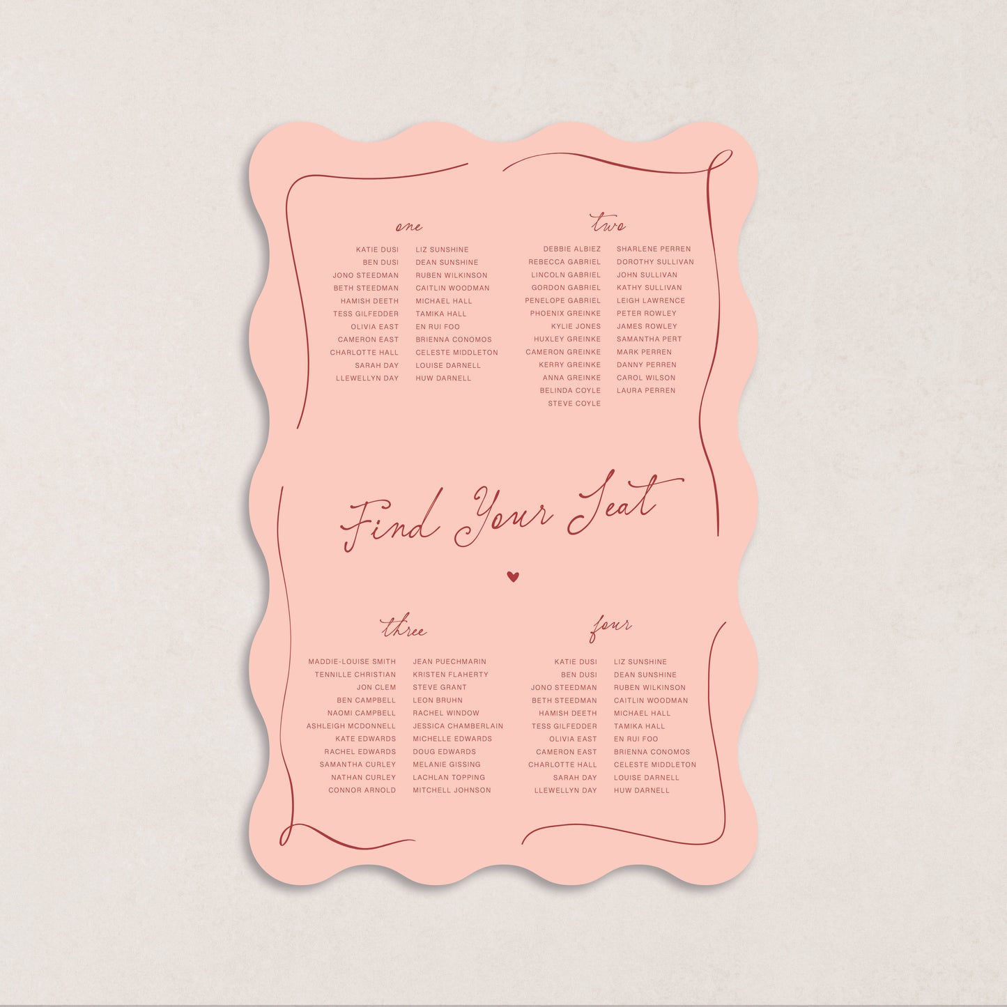 Endless Love Seating Chart