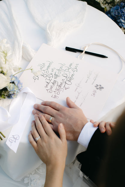 Marriage Certificate, Champagne Label & Ribbons