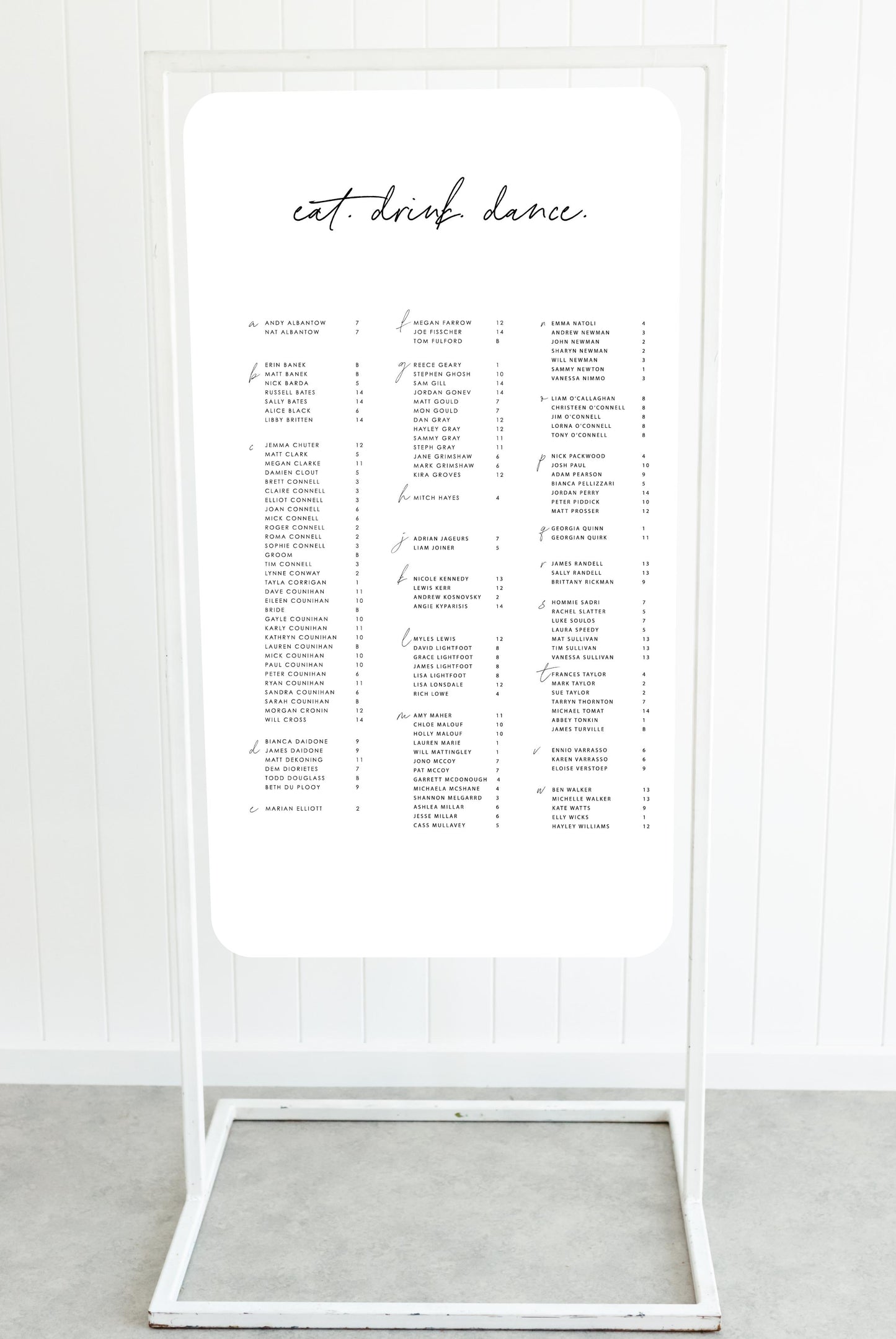 Dreamy Days Seating Chart