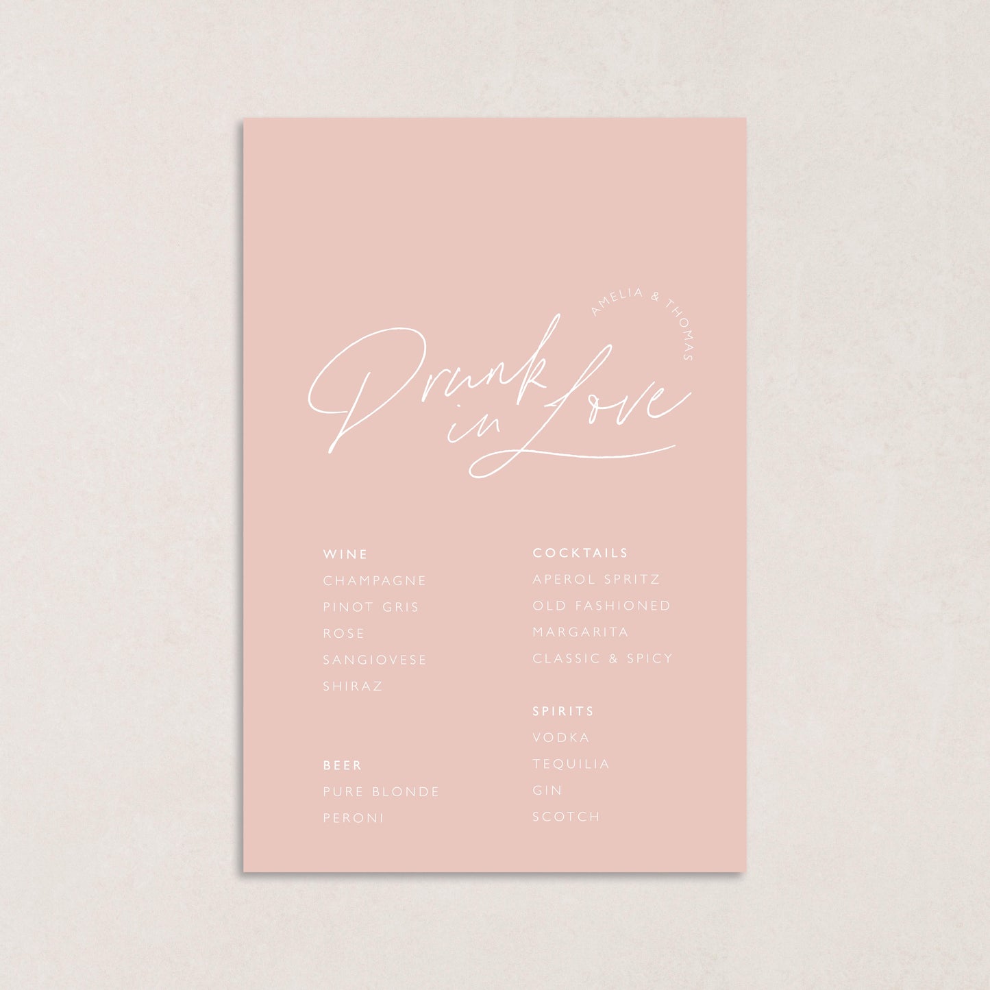 Dreamy Days Drink Menus