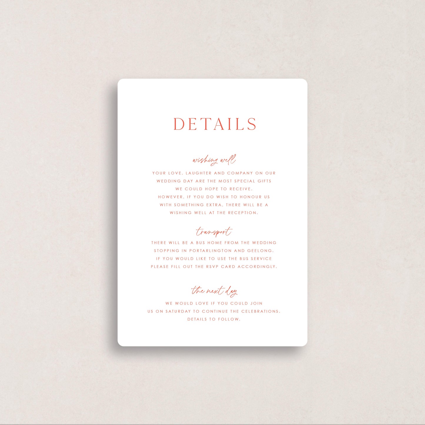 Honeymoon Finer Details Card