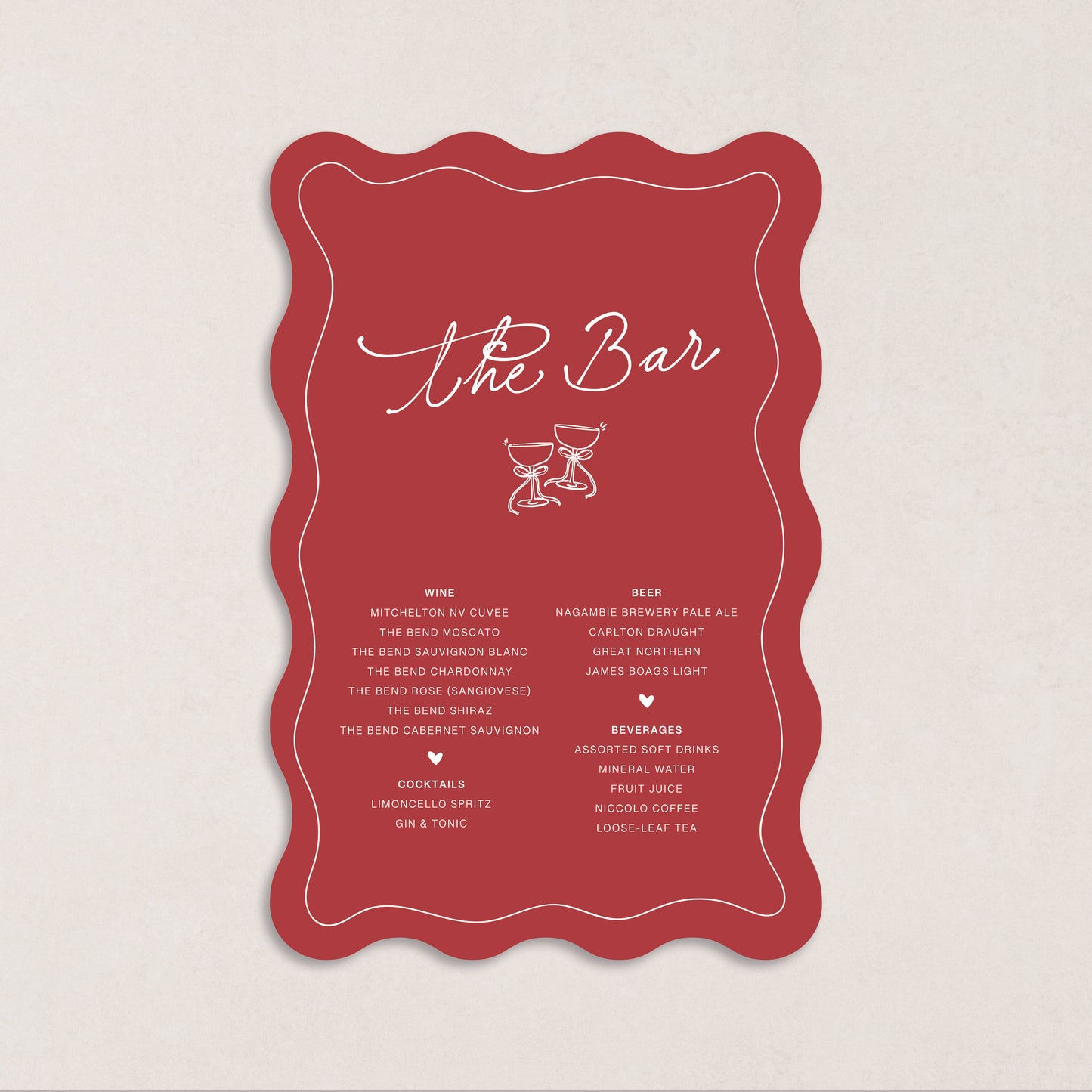 Endless Love Drink Menus