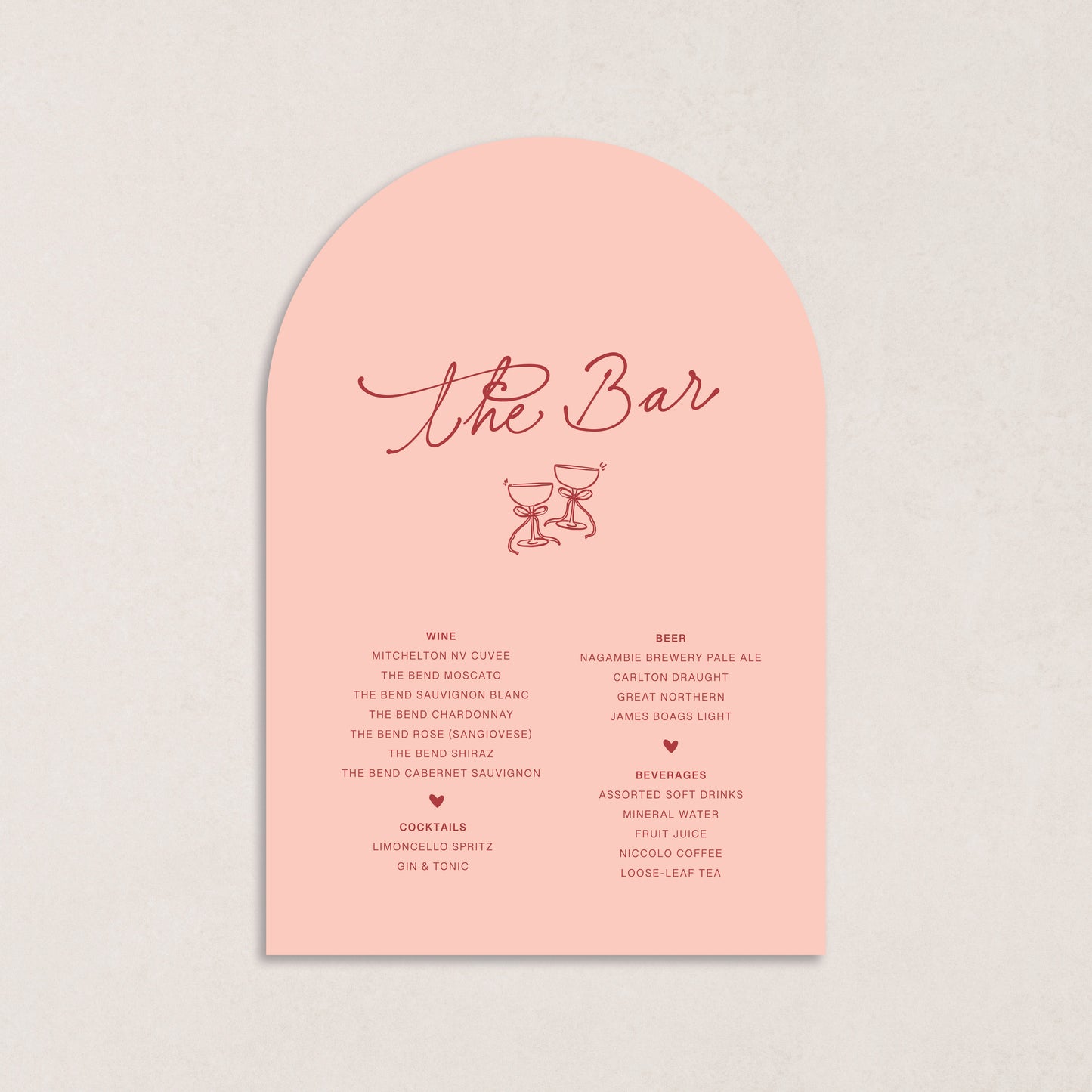 Endless Love Drink Menus